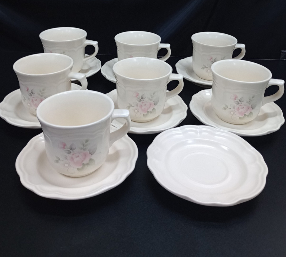 7 Replacement PFALTZGRAFF Tea Rose Pattern Cups + Saucers Stoneware